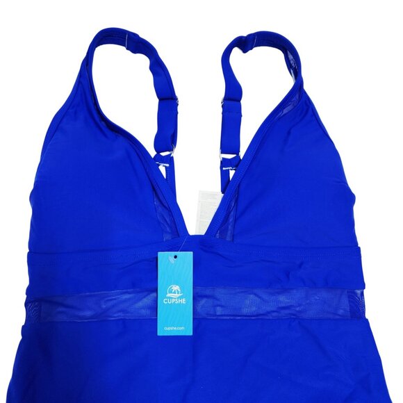 Cupshe Womens Blue One-Piece Swimsuit Size 1X Nylon & Elastane - Picture 3 of 5